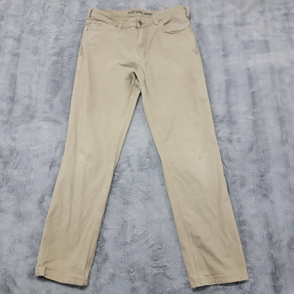Duluth Trading Co Pants Mens 38x36 (Fits 36x34) Beige Flex Fire Hose Canvas